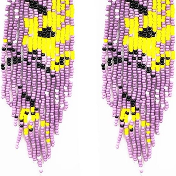 Long 5.5" Japanese Lavender Sakura Blossom Handmade Flower Oversized Earrings - Picture 6 of 8